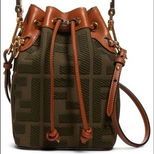 FENDI Mini Mon Tresor Logo Canvas Bucket Bag